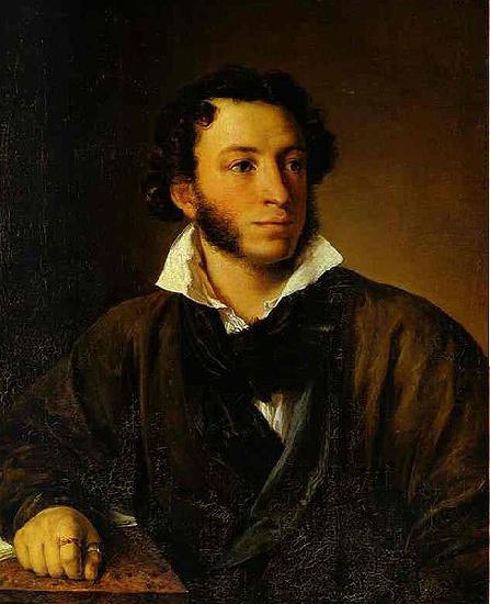 Vasily Tropinin Portrait of Alexander Pushkin, oil painting image